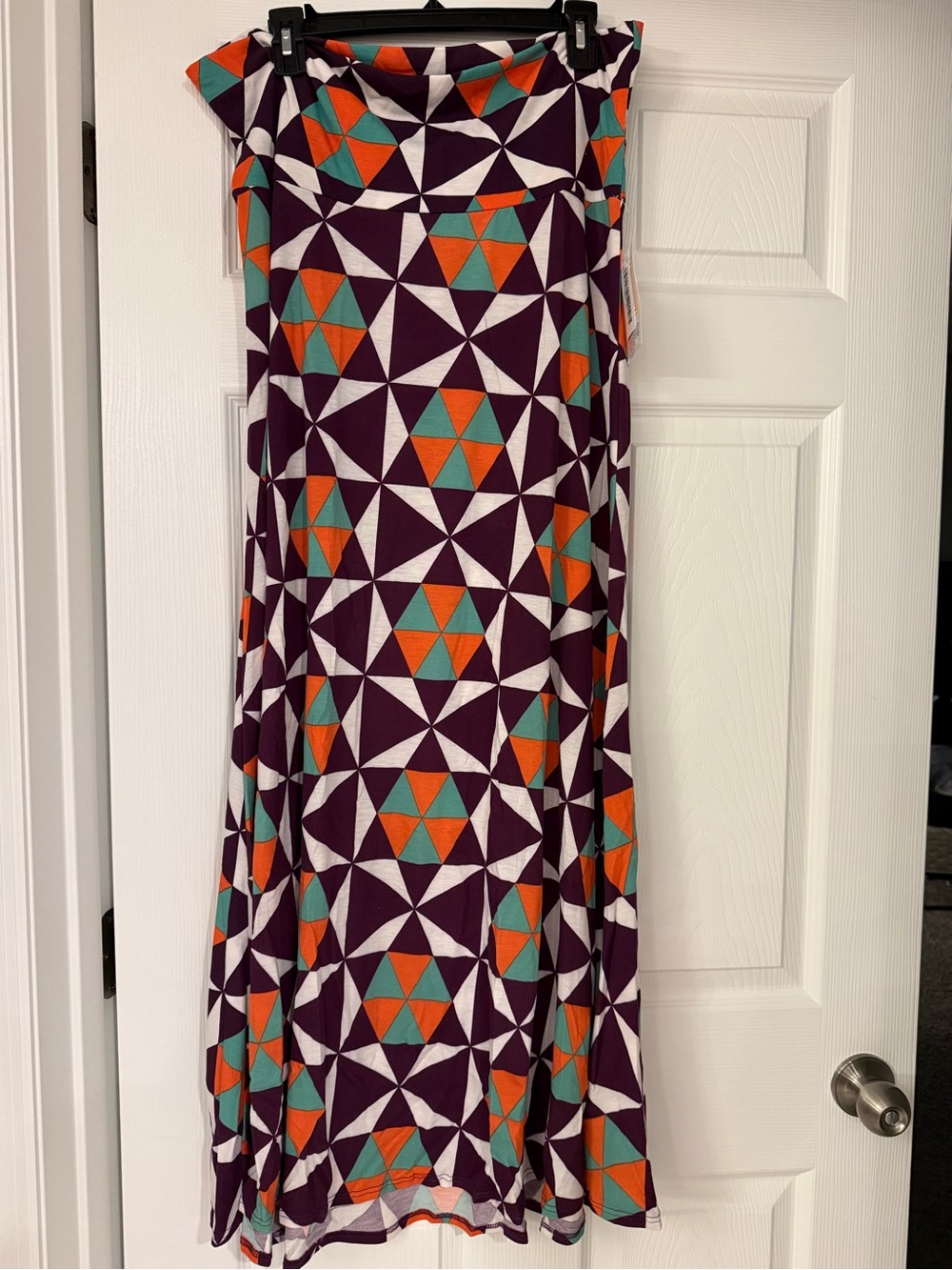 Lularoe Maxi Skirt - Geometric Print Maxi Skirt in Purple, Teal & Orange